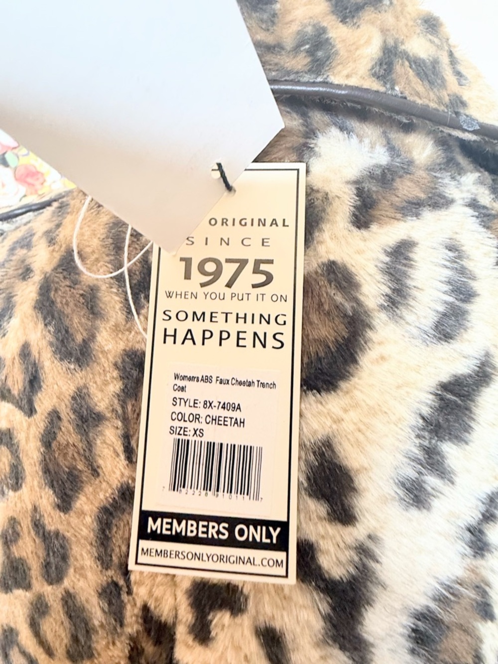 Members Only Leopard Faux Fur Trench Coat Belted XS Mob Wife NWT Flaw - Picture 13 of 13